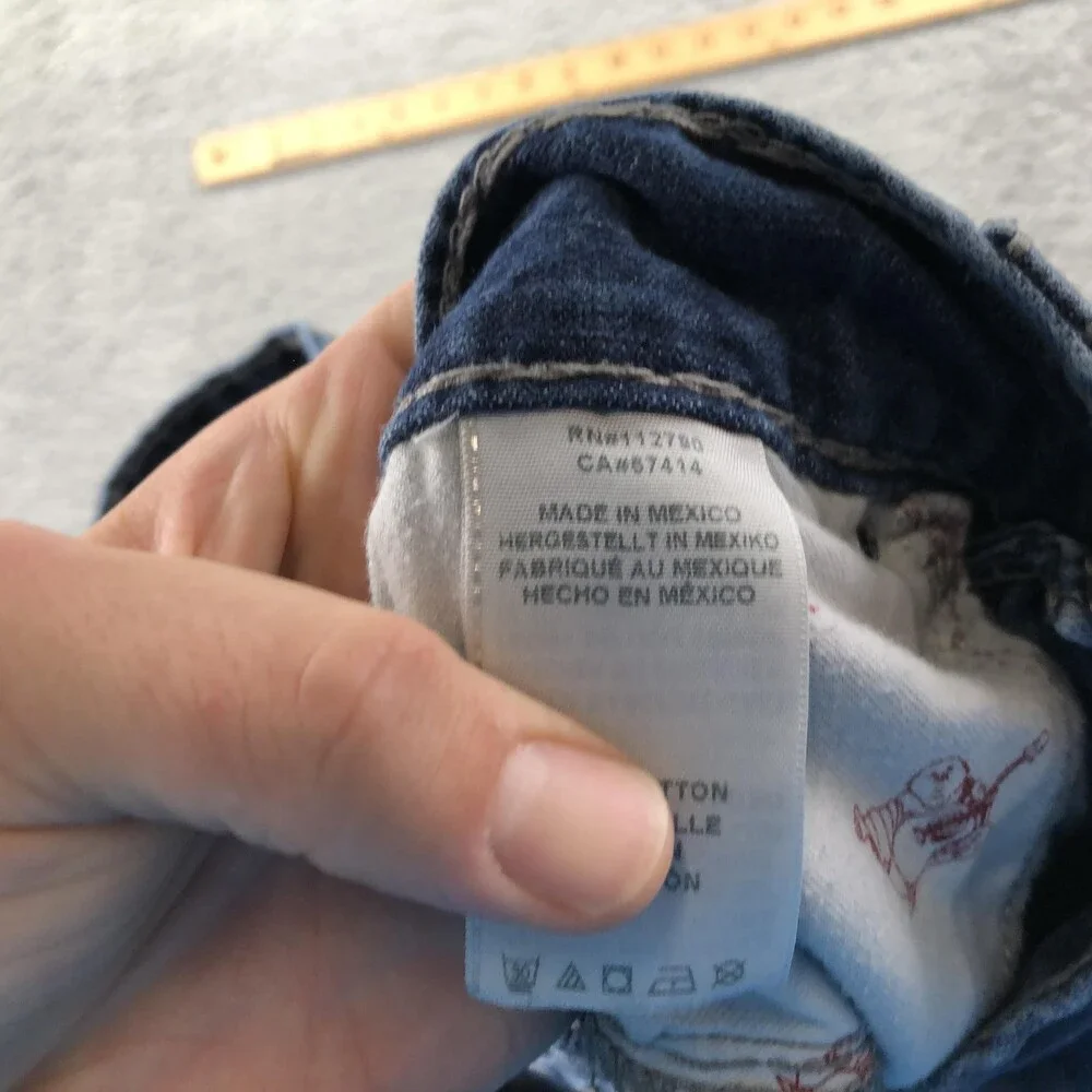 True Religion Jeans Mens 36x32 Blue Medium Wash Slim Skinny Flap Denim Pants